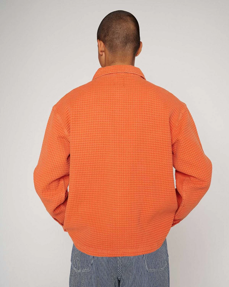 Brain Dead Terracotta Waffle Knit Button-Up Shirt