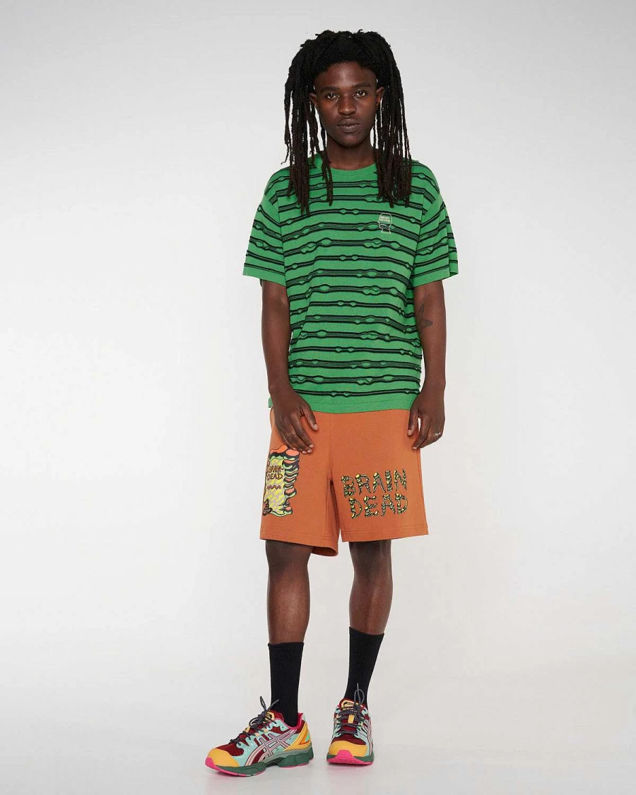 Brain Dead x Tetsunori Tawaraya Logo Embroidered Jersey Shorts - Rust Color Athletic Apparel