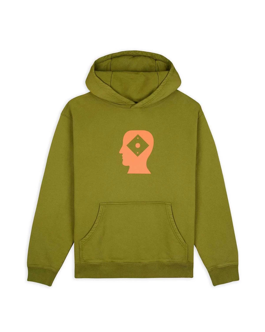 Brain Dead x Rapha Logo Lock Hooded Sweatshirt - Moss Pullover Hoodie