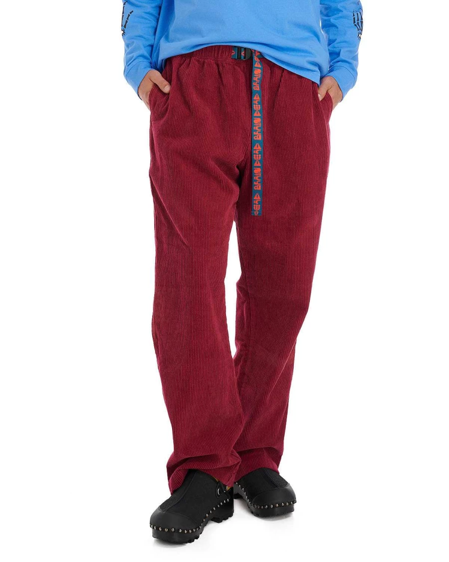 Brain Dead Men's Maroon Corduroy Climber Cargo Pants | Streetwear Utility Trousers