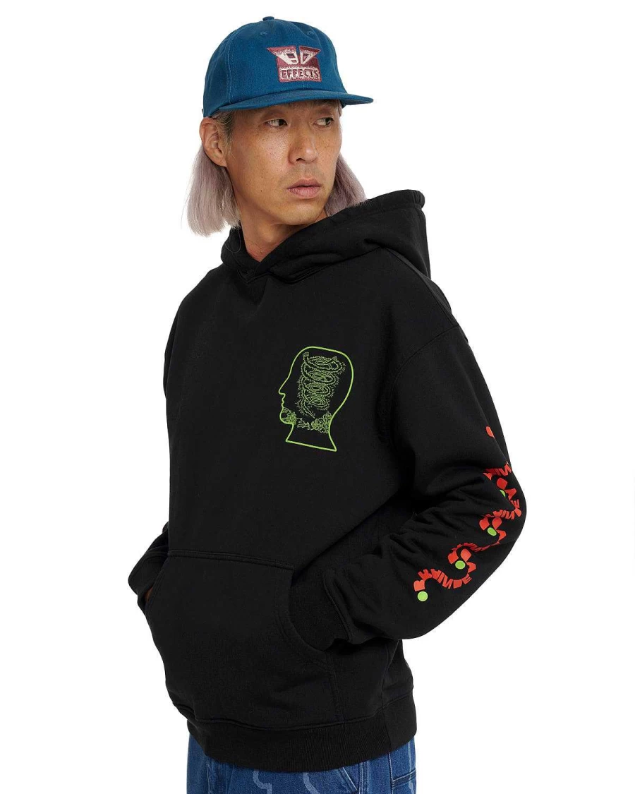 Brain Dead Lizard Cowboy Print Hooded Sweatshirt - Black Streetwear Pullover