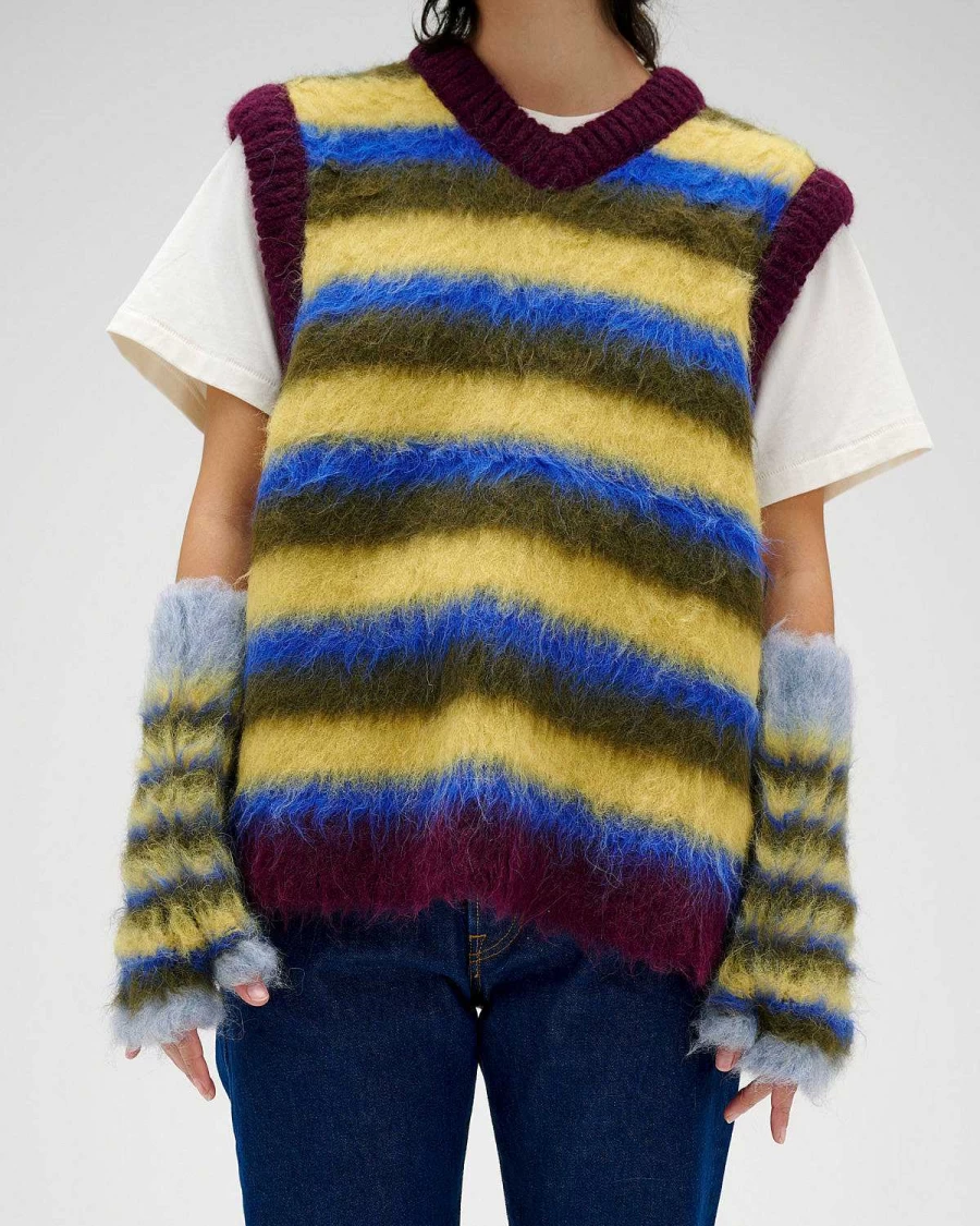Blurry Lines Fingerless Gloves - Light Blue Multi