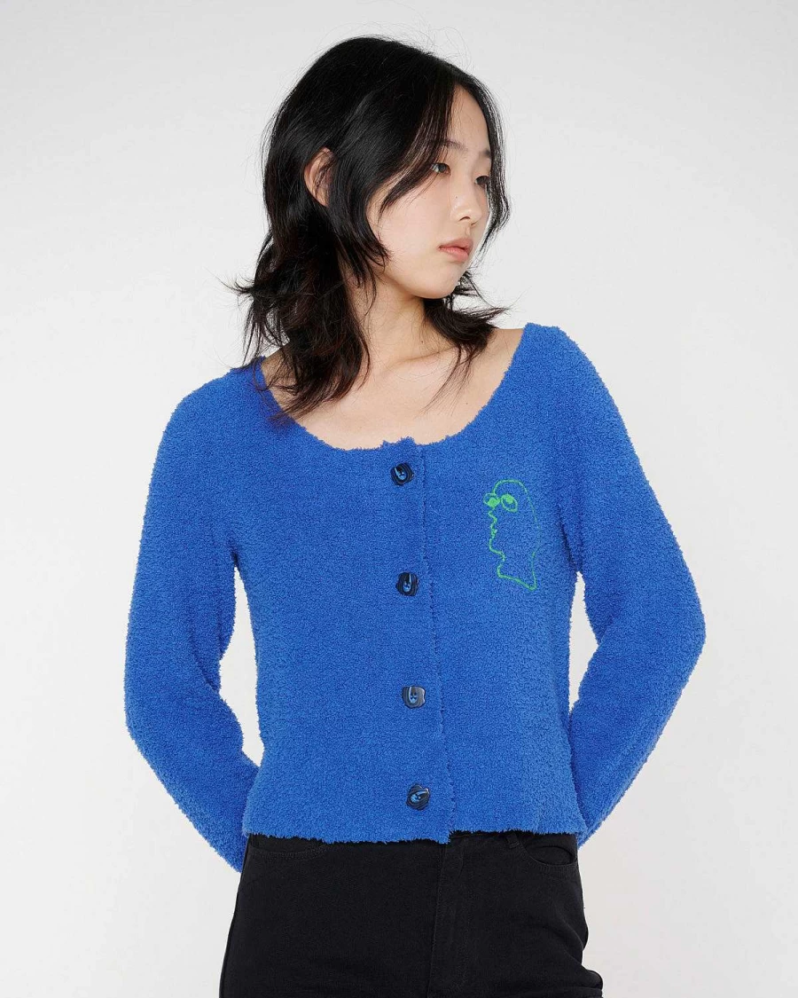 Brain Dead Mantis Pill Cardigan - Royal Blue Knit Sweater Streetwear