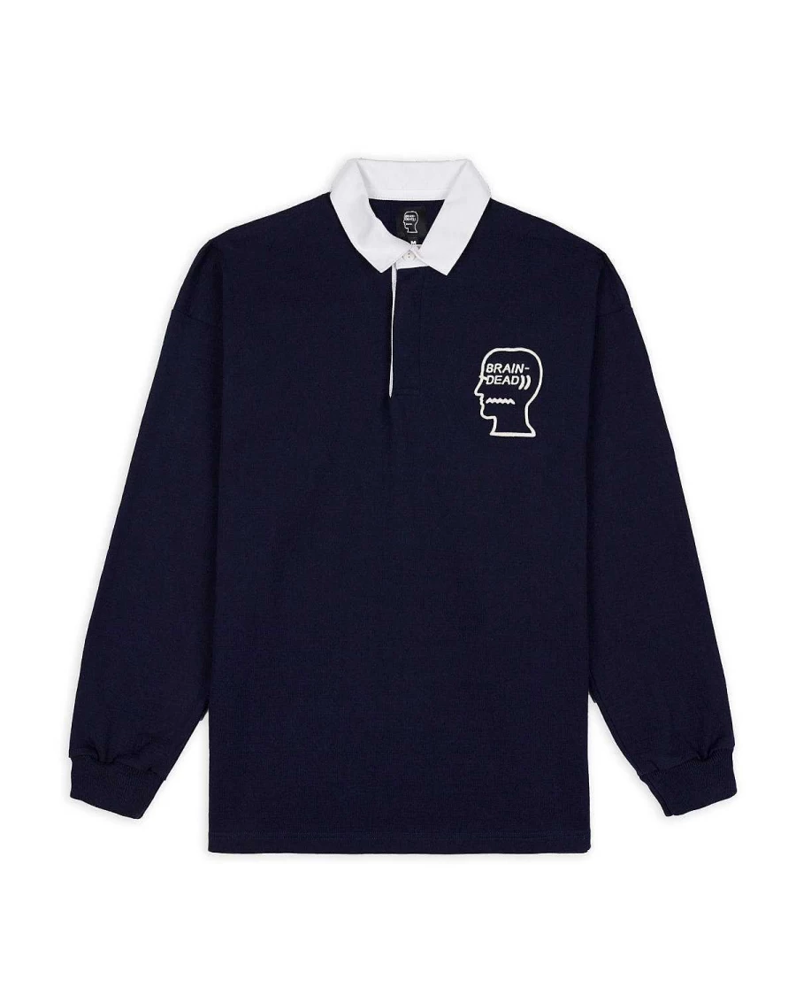3D Embroidered Logohead Rugby Shirt - Navy