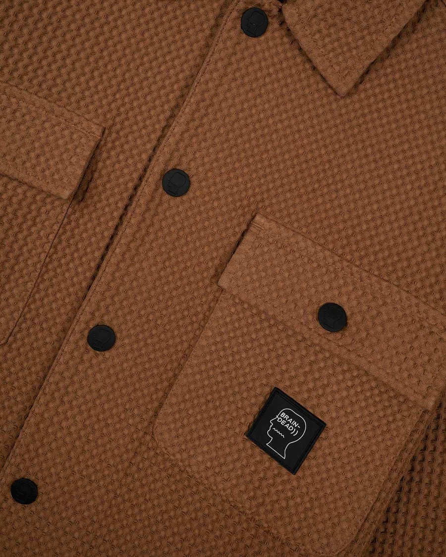 Brain Dead Light Brown Waffle Snap Front Button-Up Shirt for Men