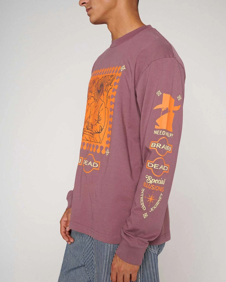 Brain Dead Special Illusions Graphic Long Sleeve T-Shirt - Clay