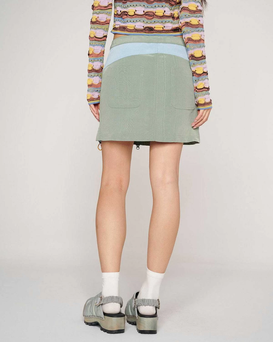 Brain Dead Seafoam Bungee Zip Mini Skirt | Women's Streetwear Shorts