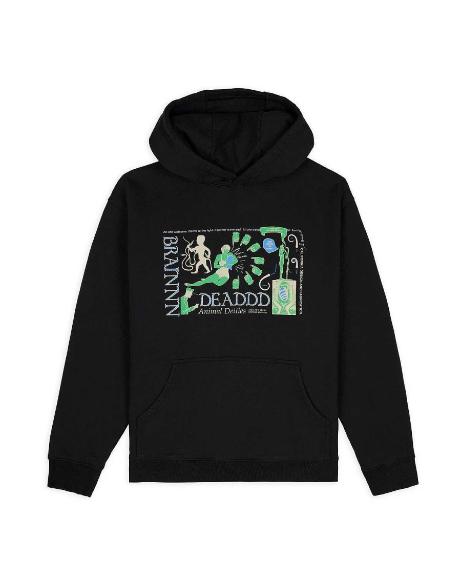 Brain Dead Animal Deities Graphic Hoodie - Black Pullover Sweatshirt