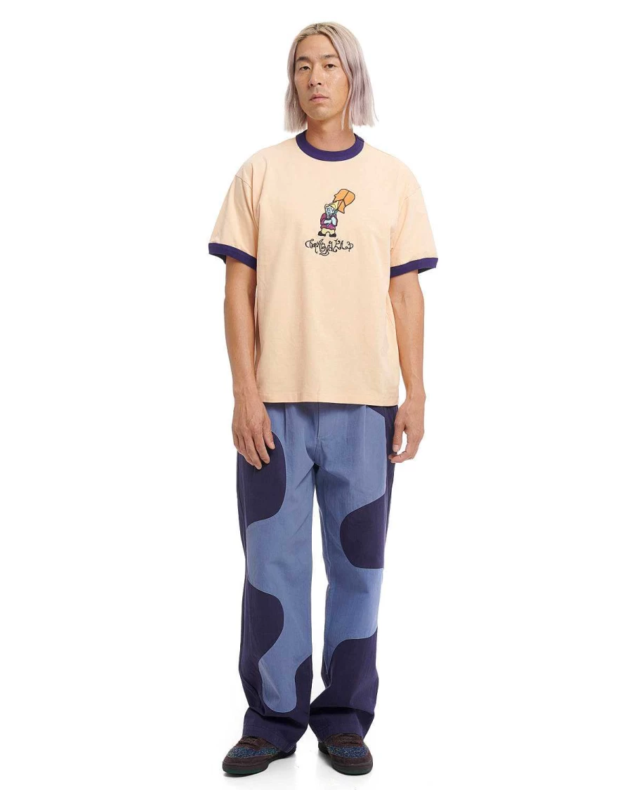 Brain Dead Men's Goop Herringbone Slim Fit Trousers in Navy Blue