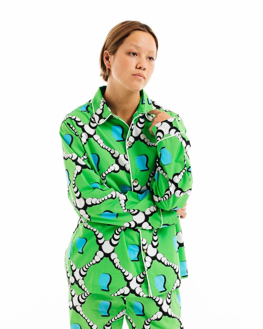 Brain Dead Multi-Color Bubble Graphic Print Pajama Top - Streetwear Loungewear