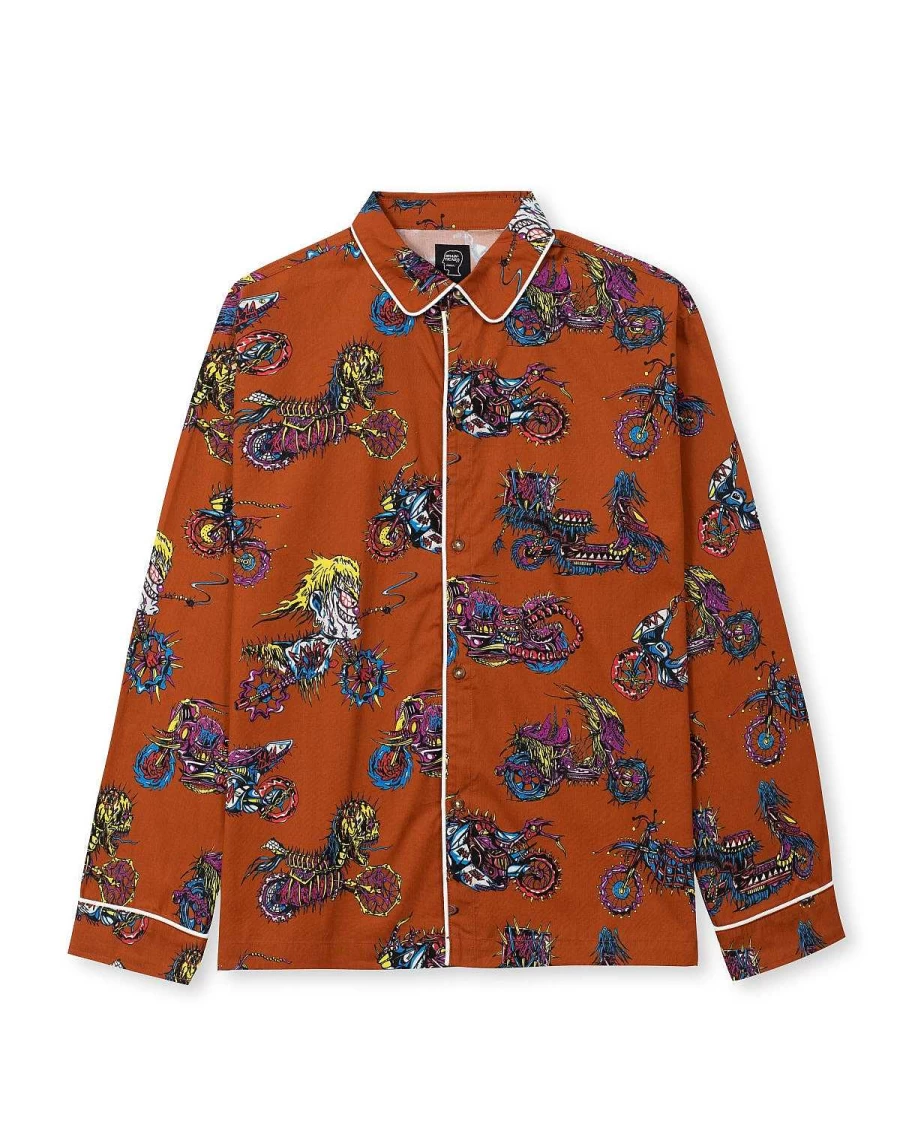 Brain Dead Multi-Color Moto-Inspired Pajama Top | Streetwear Sleepwear Shirt