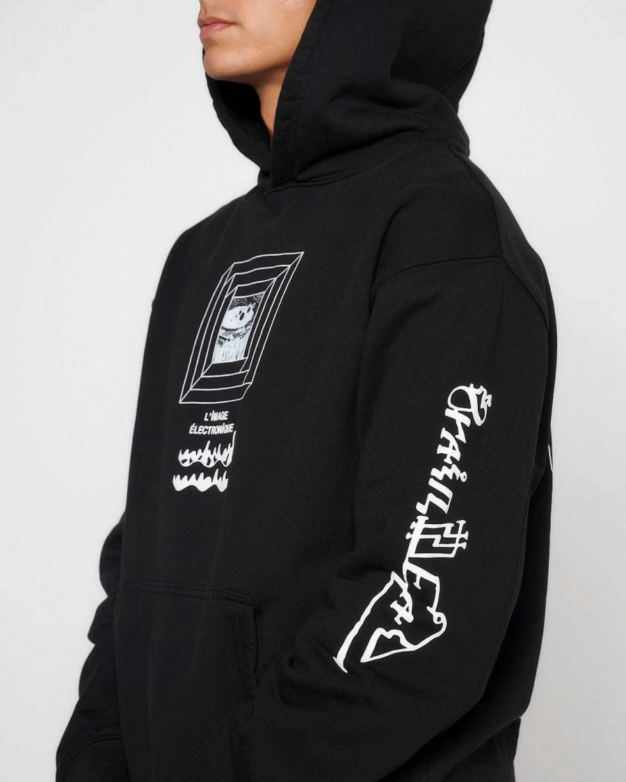 Brain Dead Black Electronique Hoodie | Streetwear Essential Pullover