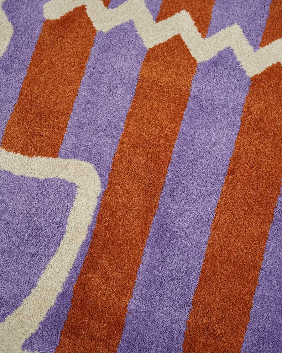 Logo Head Striped Rug 6Ft - Purple