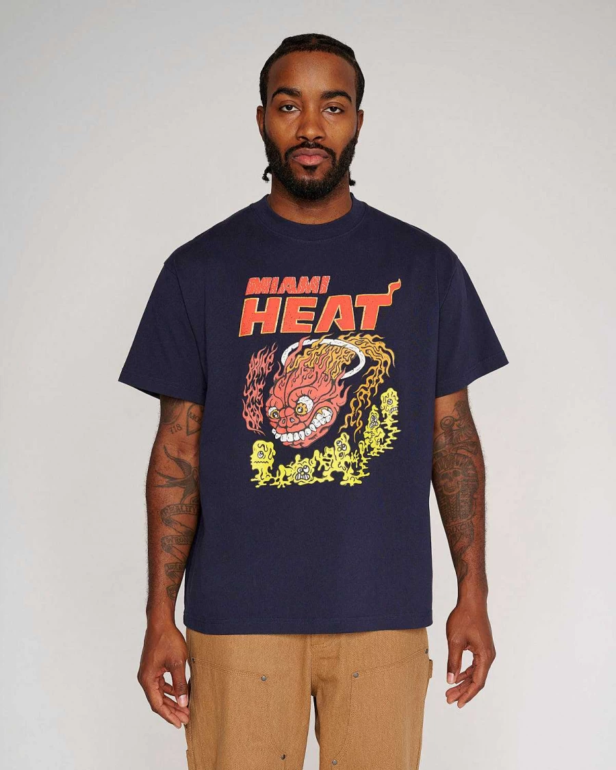 Brain Dead X Nba Miami Heat T-Shirt - Navy