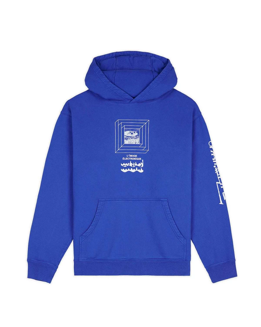 Brain Dead Men's Blue Electronique Hoodie | Streetwear Pullover Sweatshirt