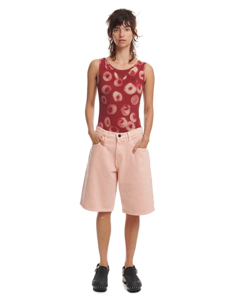 Brain Dead Pink Denim Whale Graphic Shorts for Men & Women