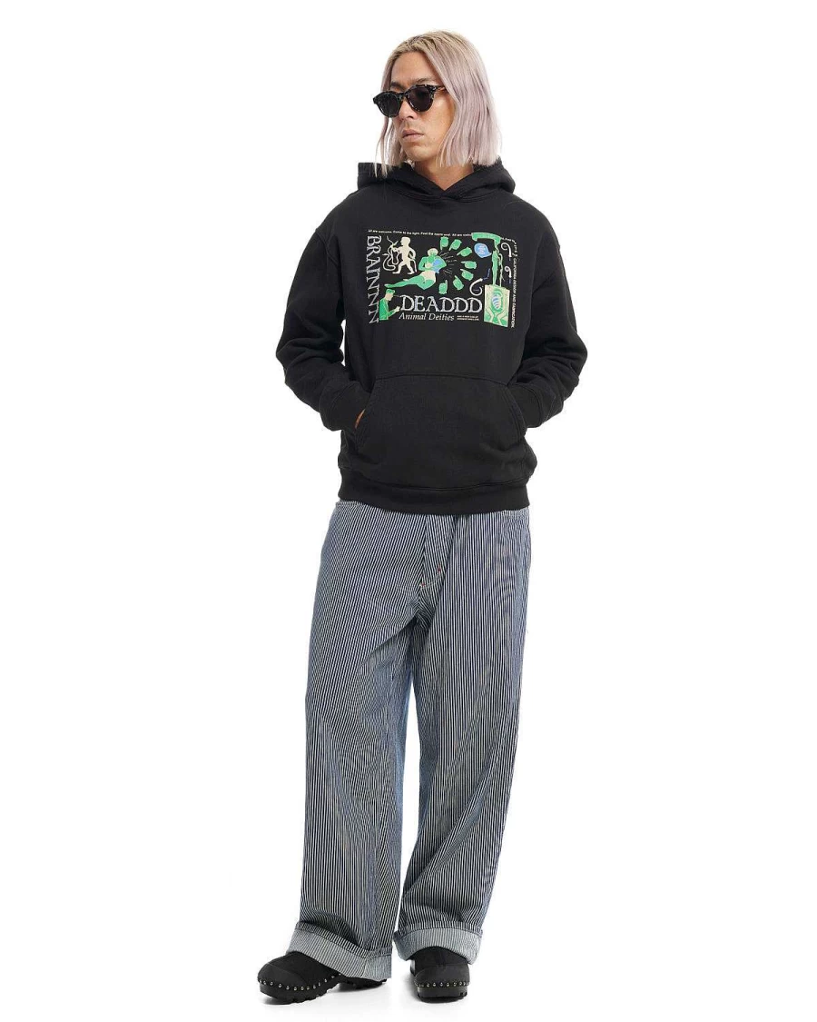 Brain Dead Animal Deities Graphic Hoodie - Black Pullover Sweatshirt