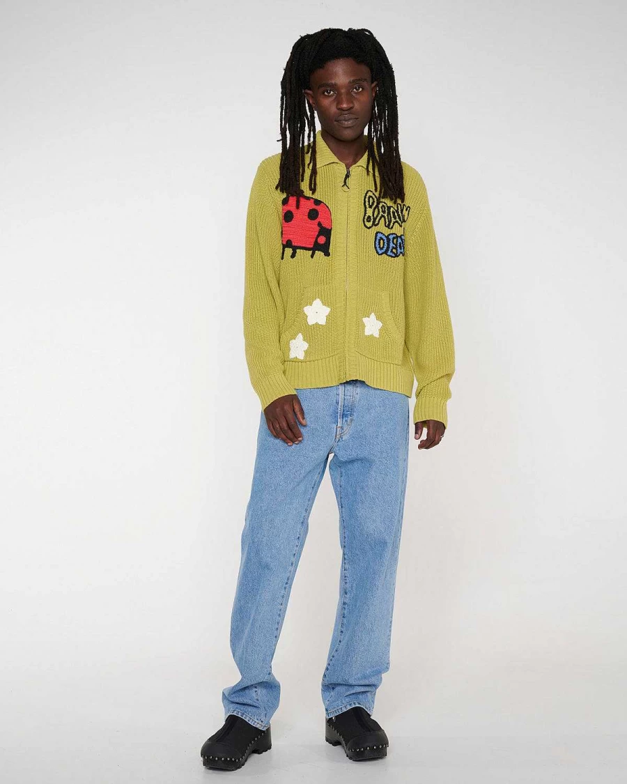 Brain Dead Olive Crochet Zip-Up Cardigan | Buggin' Out Design