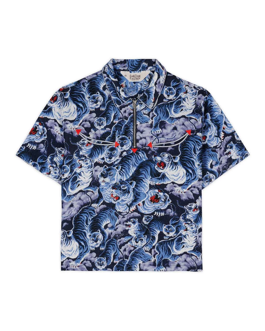 Brain Dead Navy Big Cat Western Short Sleeve Shirt