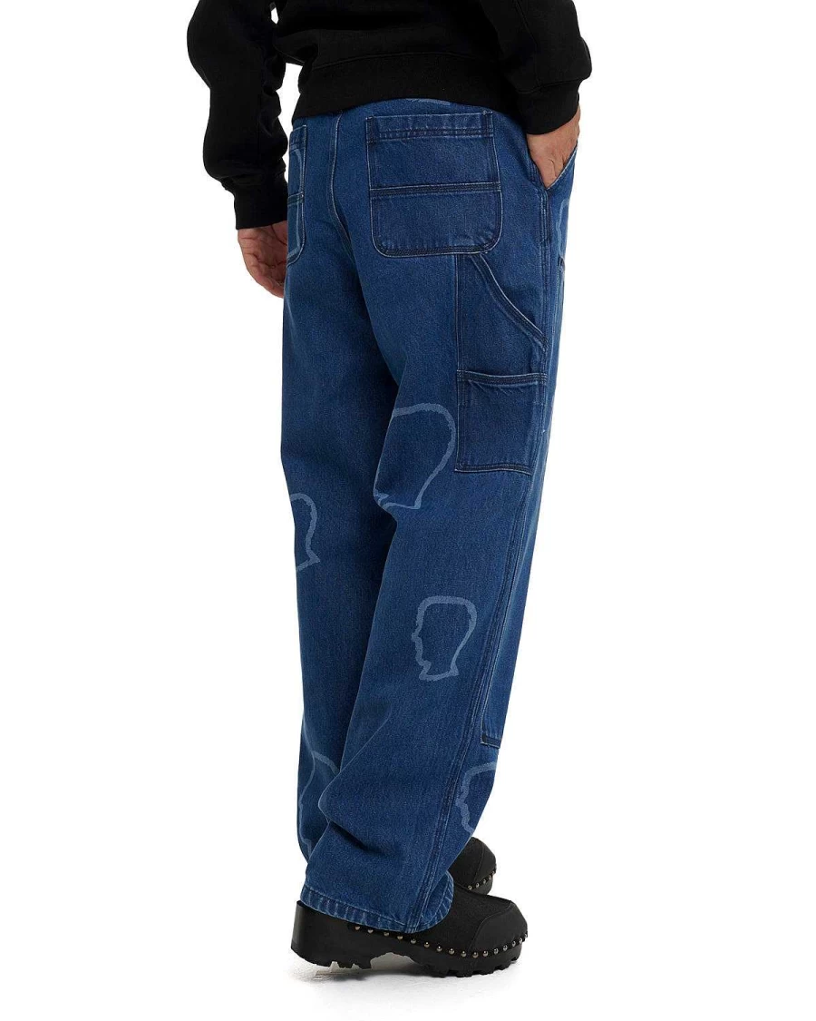 Brain Dead Indigo Denim Double-Knee Utility Work Pants
