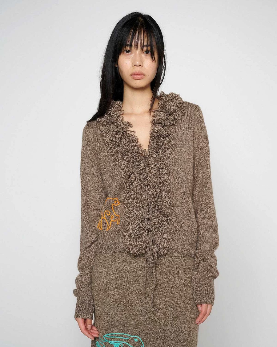 Brain Dead Men's Clay Marled Knit Cardigan Sweater