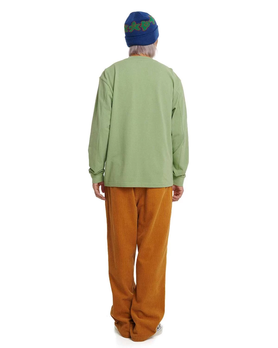 Brain Dead Men's Seafoam Green Oracle Pique Long Sleeve Crew Neck Casual Shirt