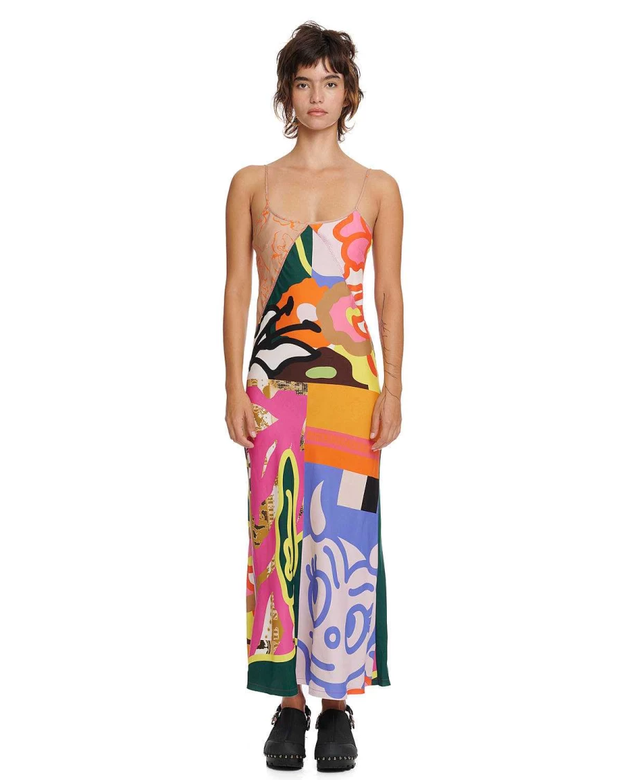 Brain Dead Multi-Color Viscose Slip Dress - Lightweight Casual Wear