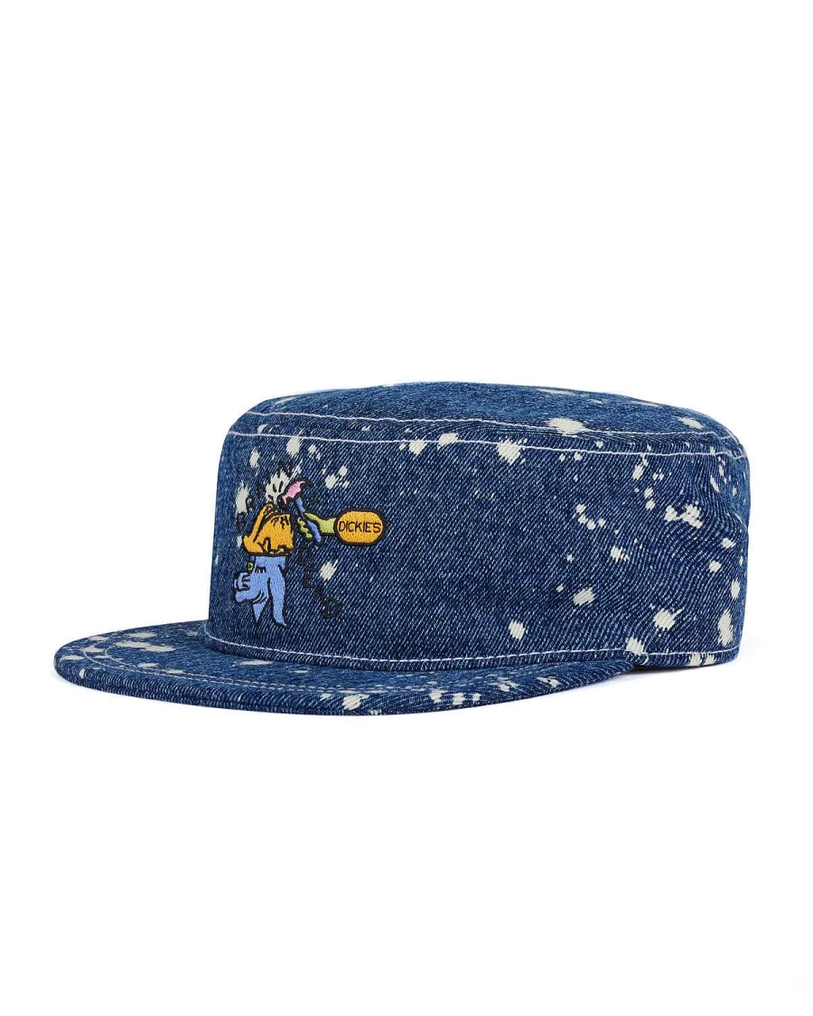 Dickies Embroidered Painters Cap - Bleach Dyed Denim