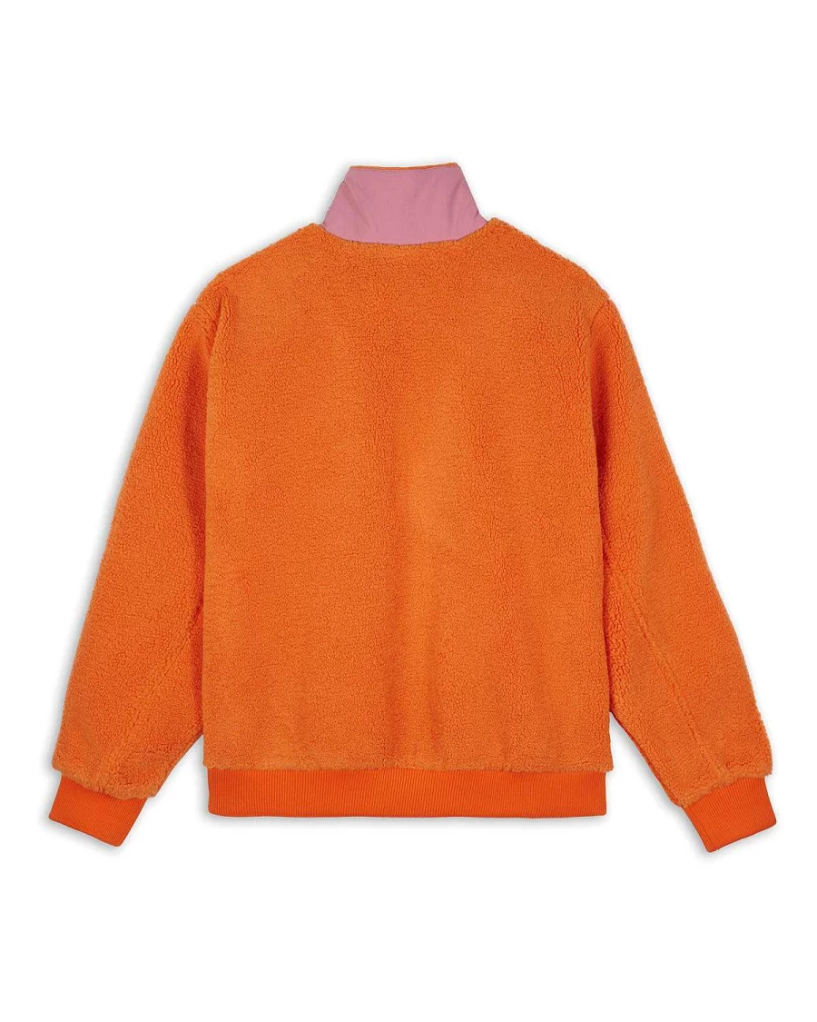 Brain Dead Yin Yang Half-Zip Pullover Jacket - Orange Color Streetwear Outerwear