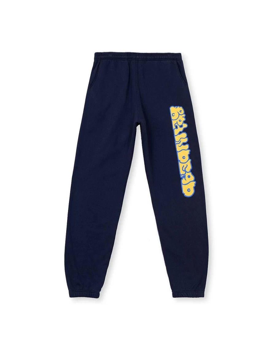 Brain Dead Navy Bubble Sweatpants | Men's Casual Streetwear Joggers with Elastic Waistband