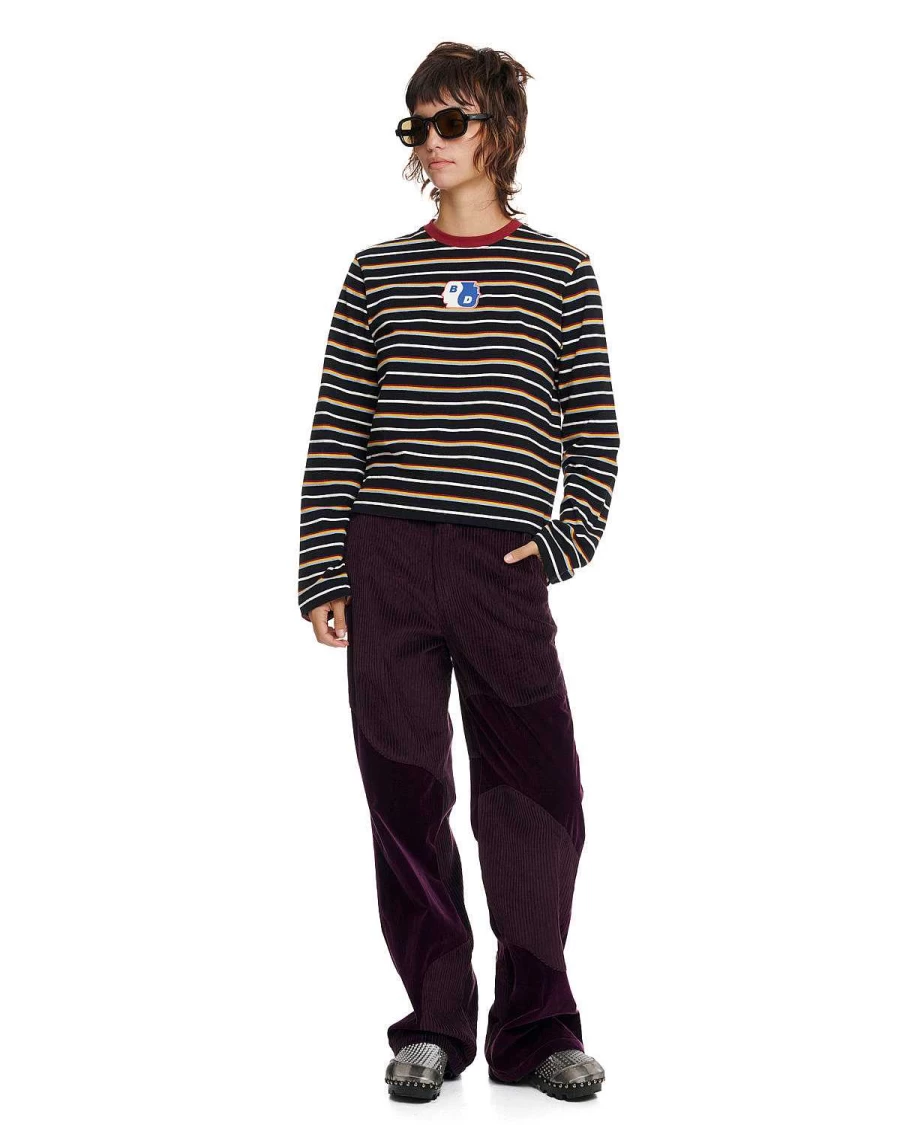 Womens Velvet & Cord Organic Panel Pant - Purple