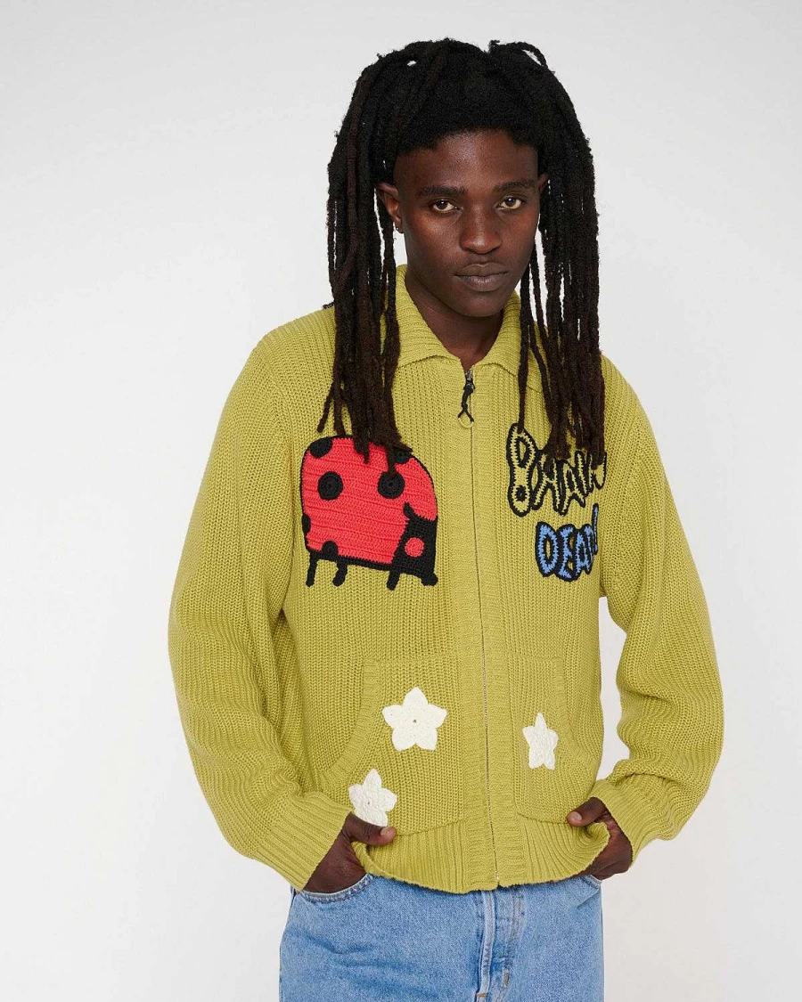 Brain Dead Olive Crochet Zip-Up Cardigan | Buggin' Out Design