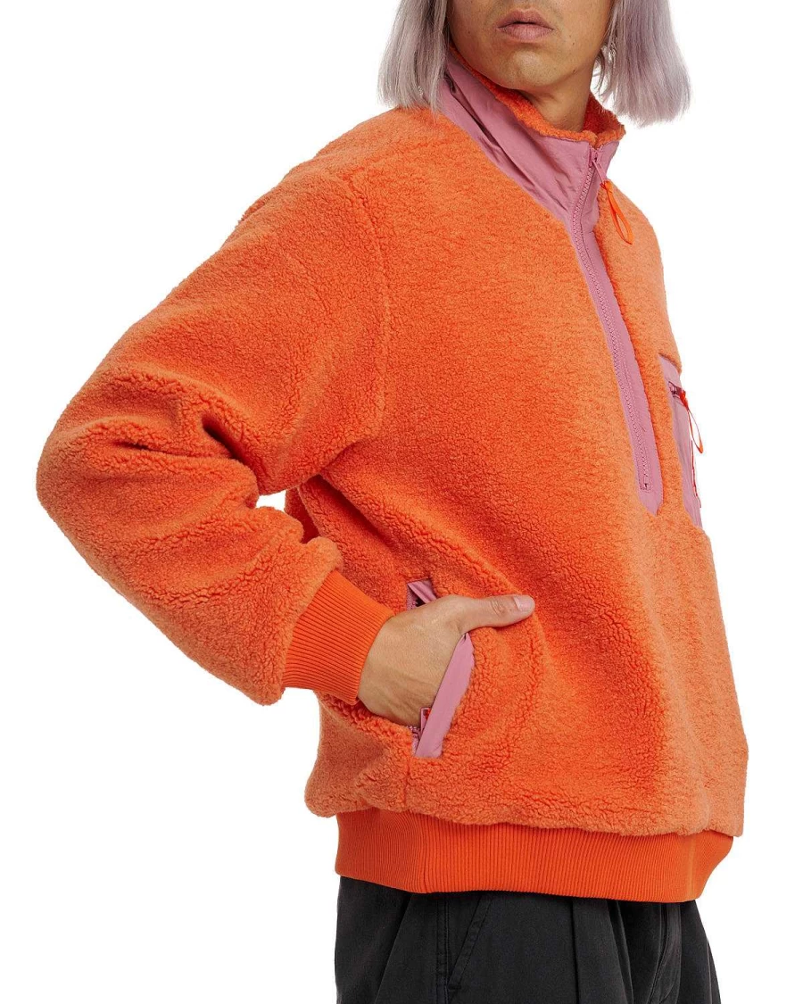 Brain Dead Yin Yang Half-Zip Pullover Jacket - Orange Color Streetwear Outerwear