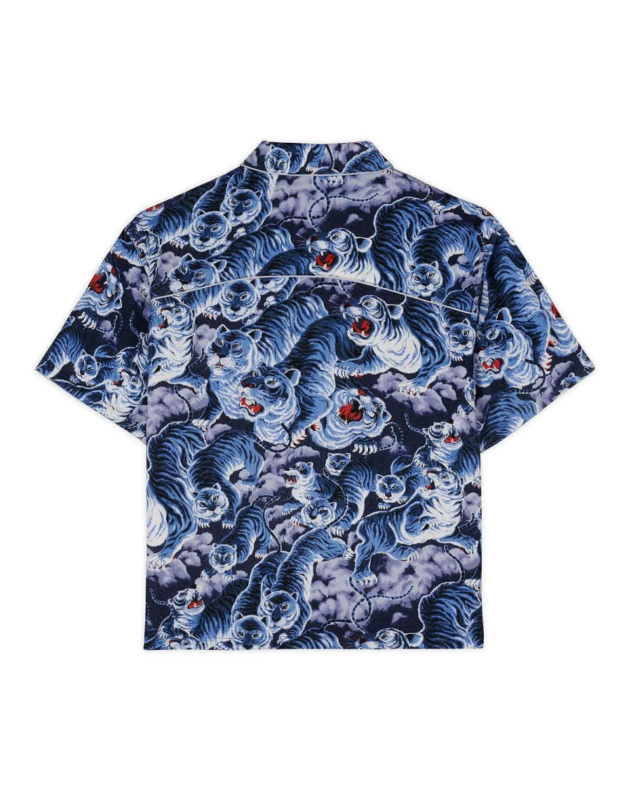 Brain Dead Navy Big Cat Western Short Sleeve Shirt