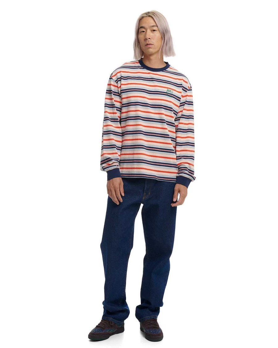 Brain Dead Men's 92 Striped Long Sleeve Shirt - Navy Multi Color Casual Streetwear