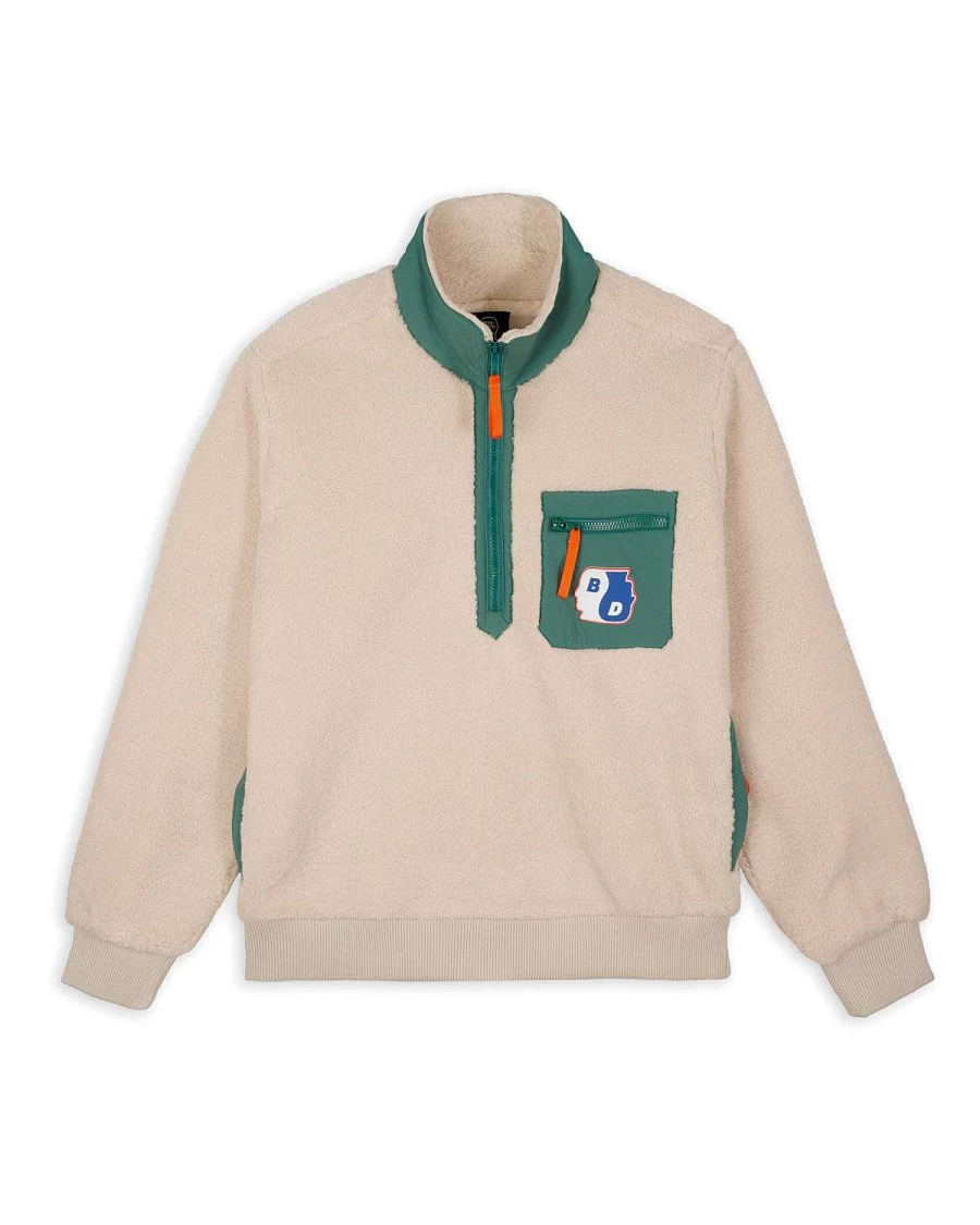 Brain Dead Yin-Yang Graphic Crewneck Jacket - Cream Half-Zip Pullover