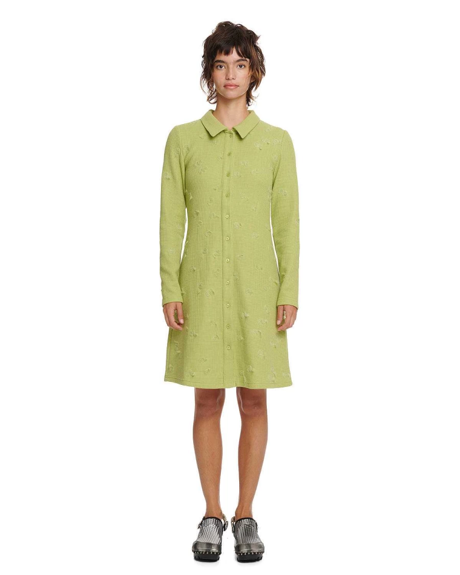 Brain Dead Seafoam Green Waffle Puff Dress | Women's Streetwear Casual Dress