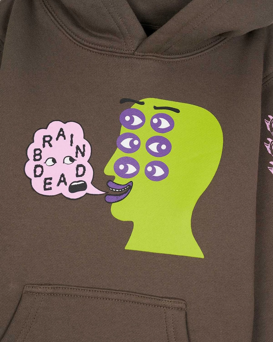 Brain Dead Eye See You Kids Graphic Hooded Sweatshirt | Olive Pullover Hoodie