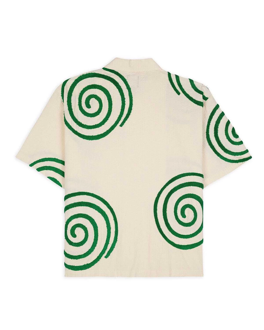 Brain Dead Sand Swirl Print Short Sleeve Button-Up Shirt