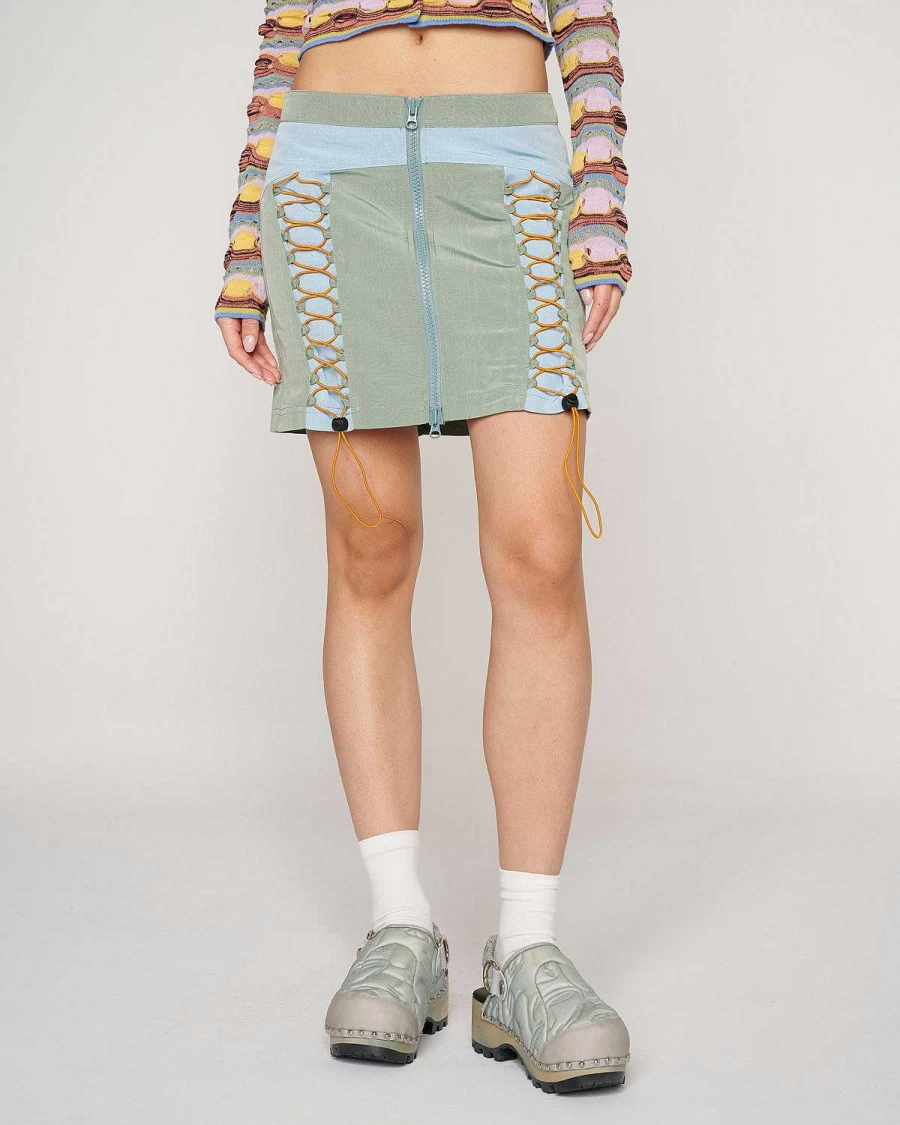 Brain Dead Seafoam Bungee Zip Mini Skirt | Women's Streetwear Shorts