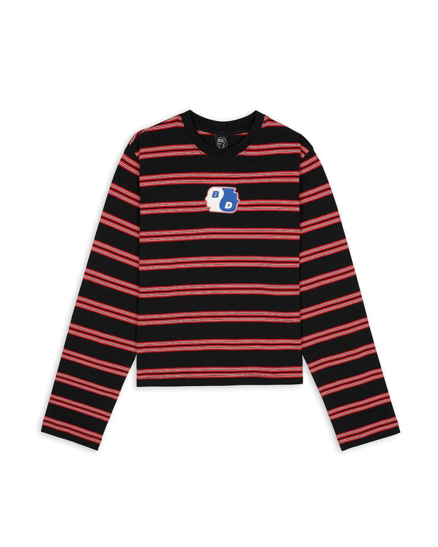 Brain Dead Yin Yang Striped Long Sleeve T-Shirt - Black & Multi Colorway