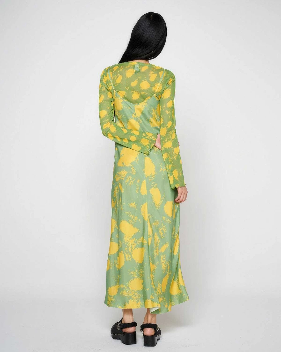 Brain Dead Lime Dot Slip Dress - Women's Fashion Trendy Slip Dress