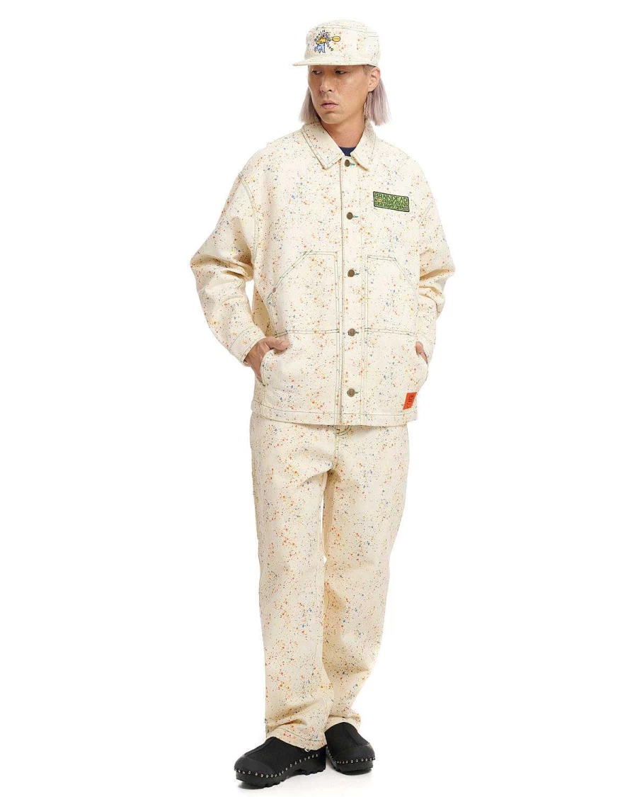 Brain Dead Gardening Work Jacket - Whisper White Outdoor Utility Coat for Men & Women