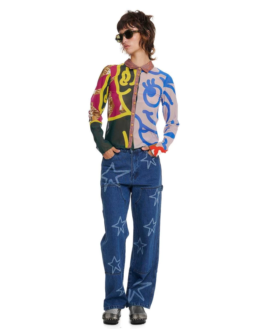 Brain Dead Hypermesh Button-Up Shirt - Multi-Color Casual Streetwear Style