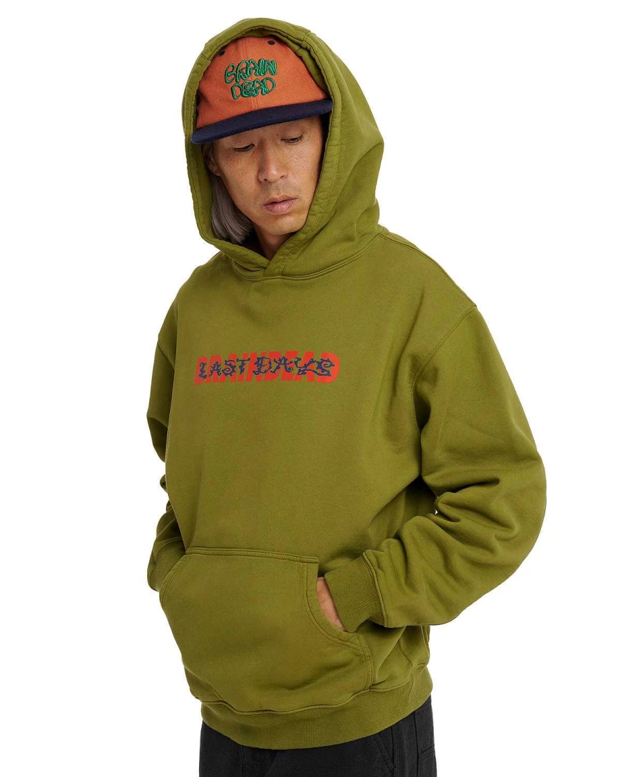 Brain Dead Moss Green Aesthetic Streetwear Hoodie - Graphic Pullover