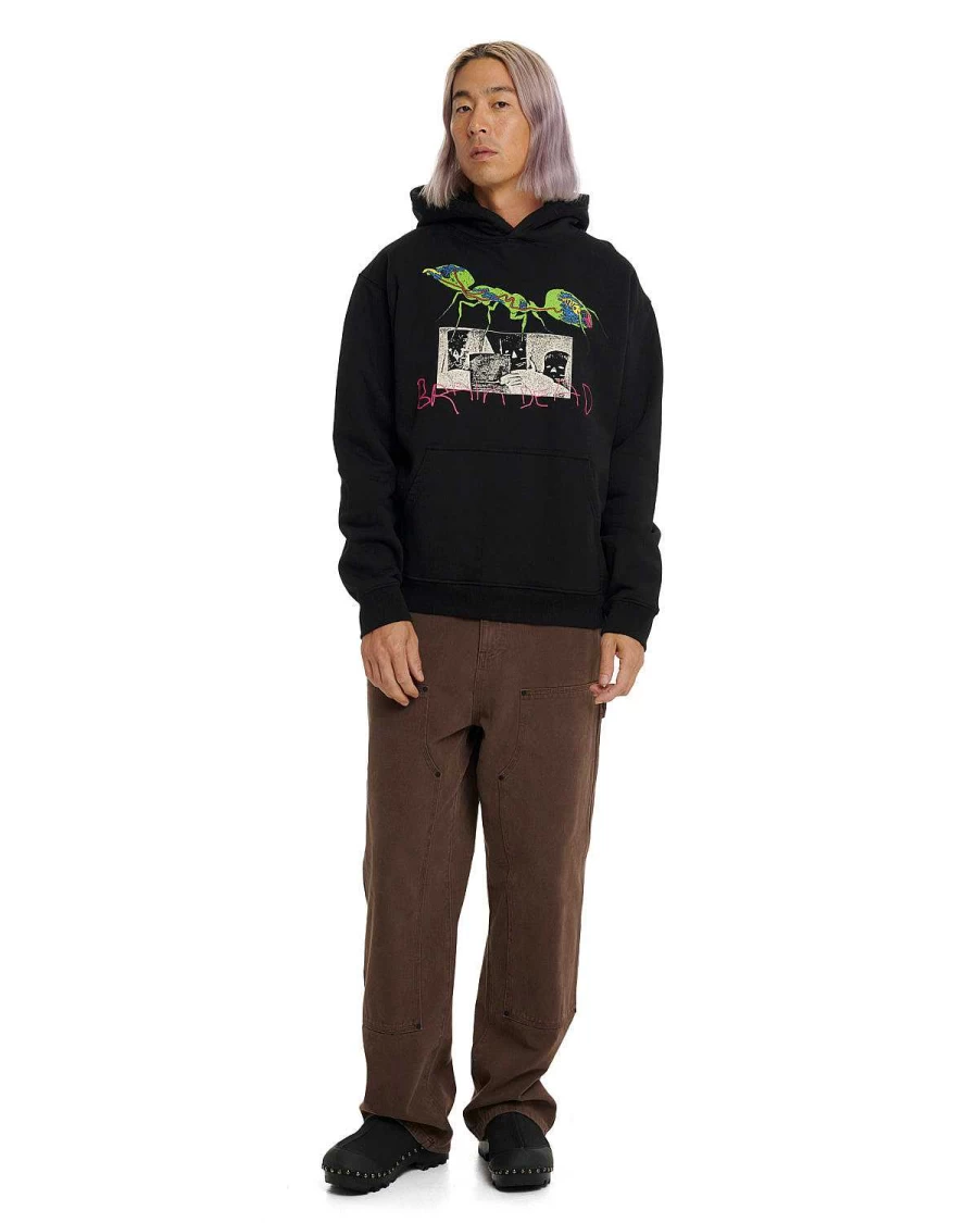 Brain Dead Ant War Graphic Hooded Sweatshirt - Black Streetwear Pullover