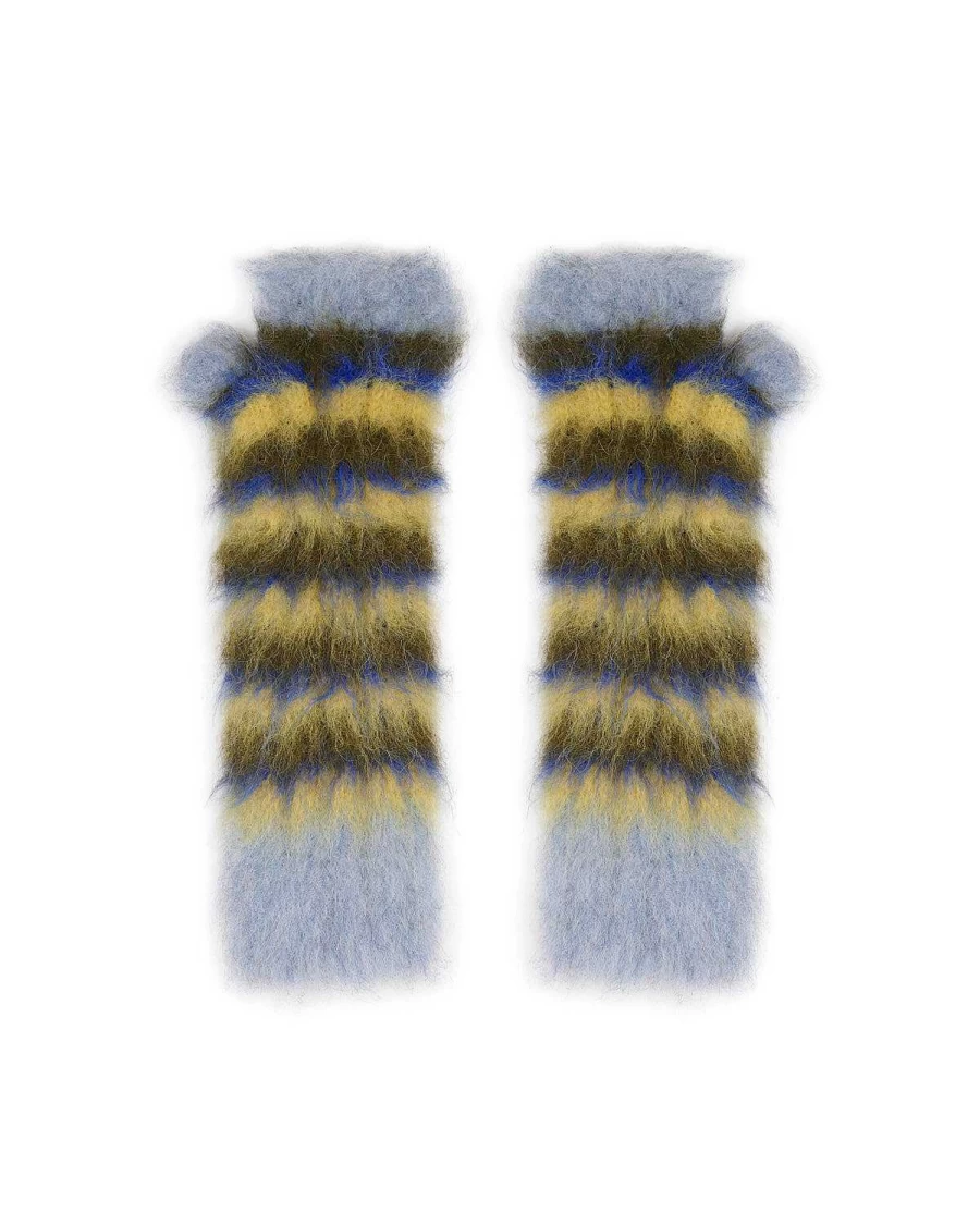 Blurry Lines Fingerless Gloves - Light Blue Multi