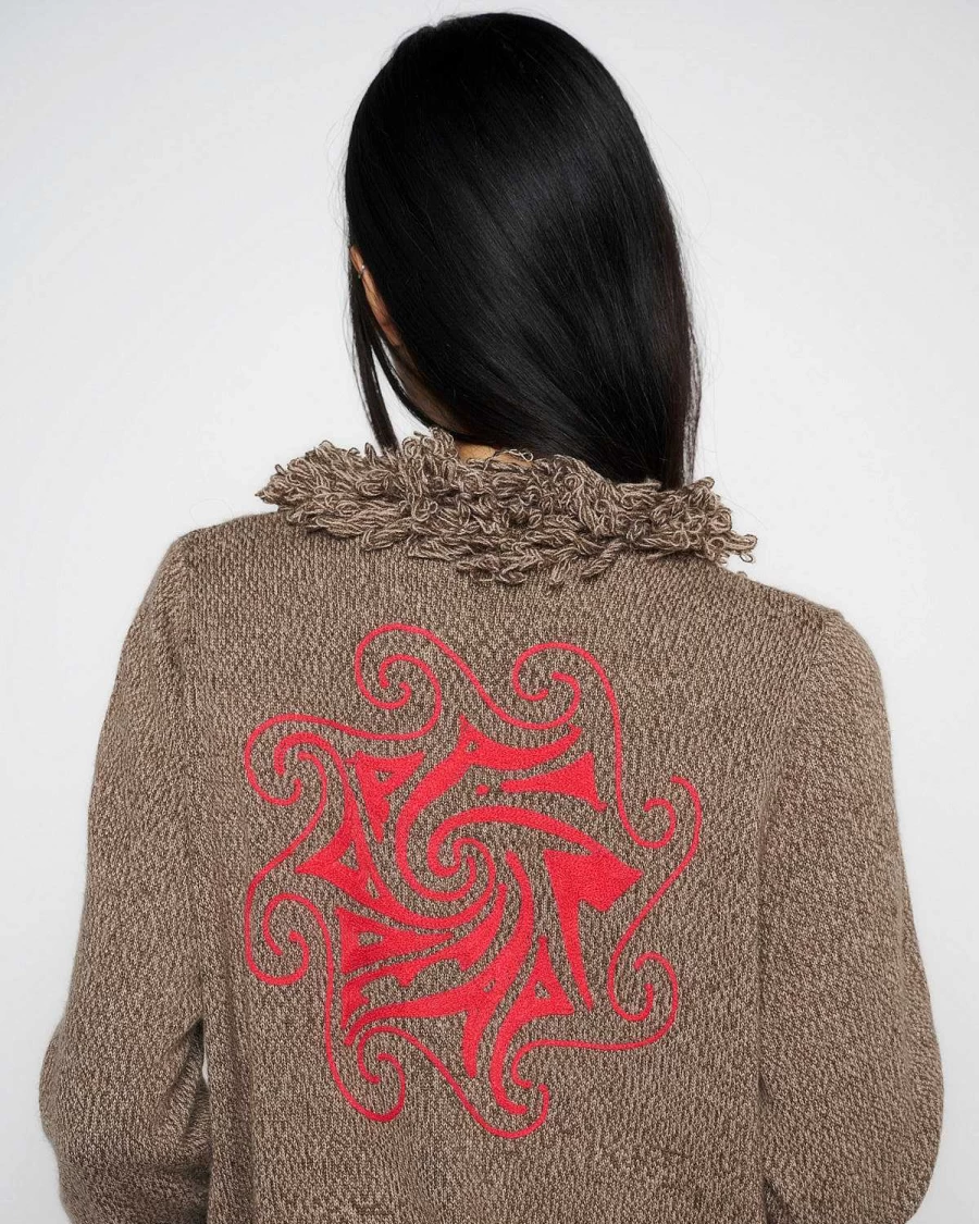 Brain Dead Men's Clay Marled Knit Cardigan Sweater
