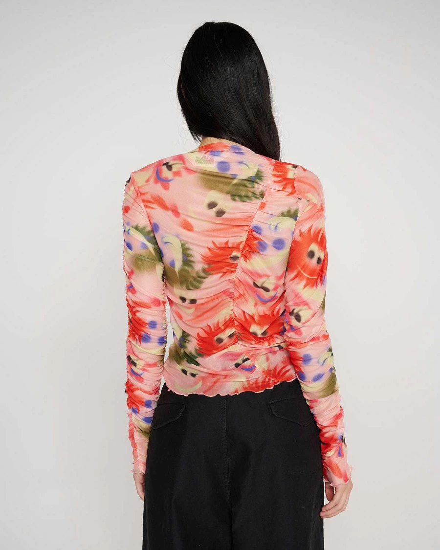 Brain Dead Hyper Mesh Long Sleeve Top - Pink Multi Color Streetwear Graphic Pullover