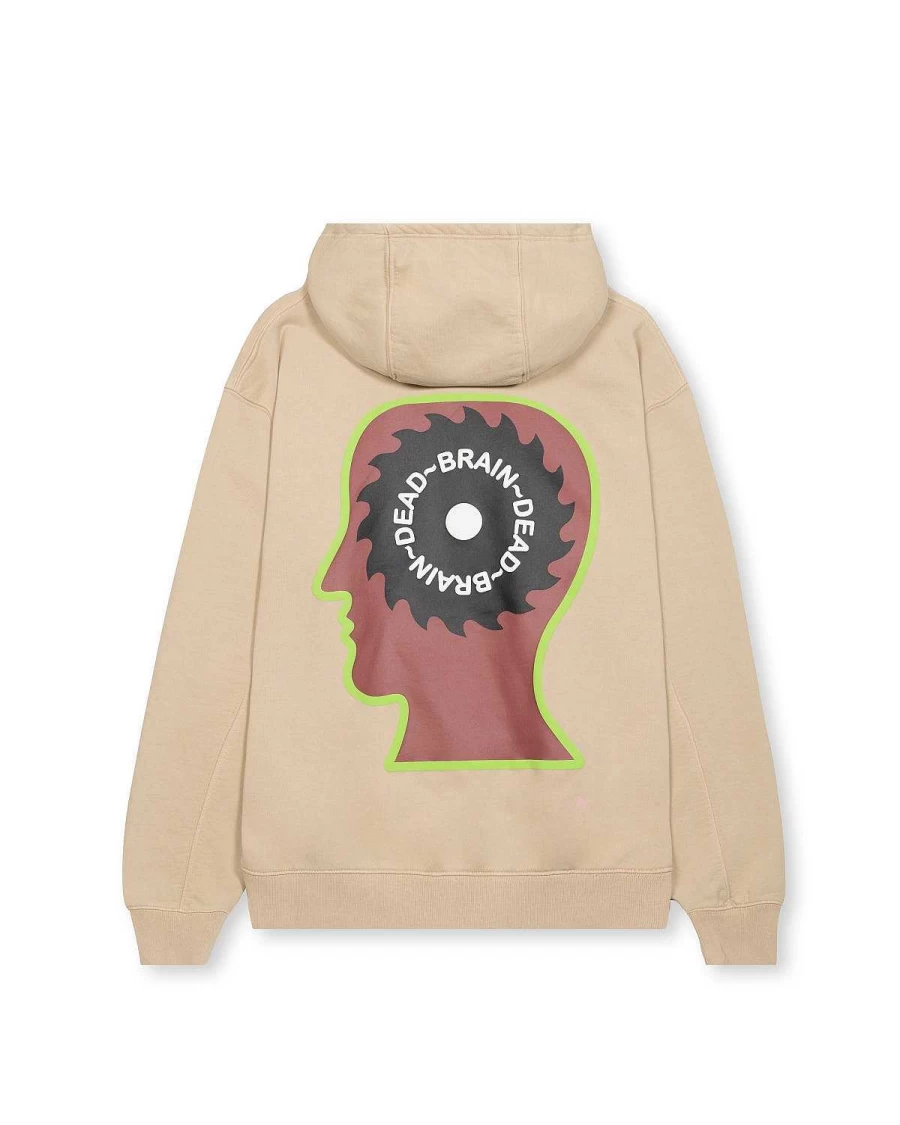 Brain Dead Braino Draino Tan Hoodie | Heavyweight Cotton Pullover Sweatshirt
